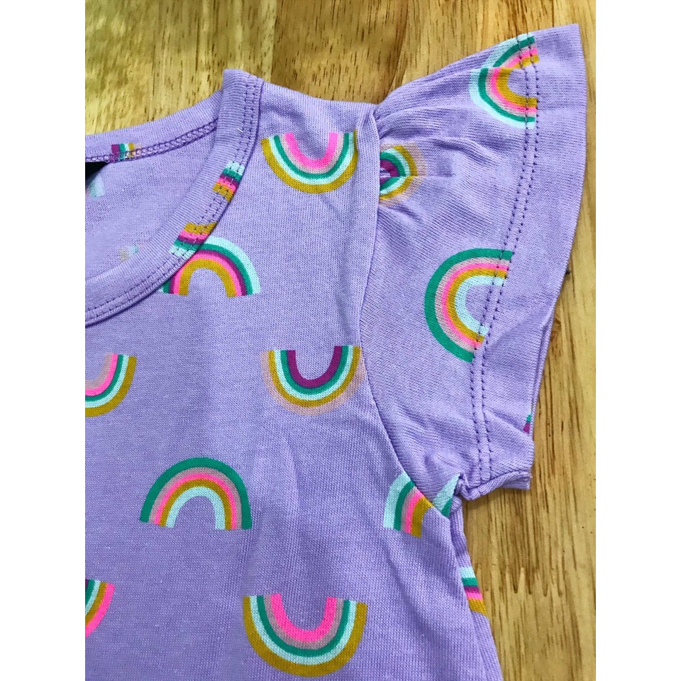 Váy, đầm bé gái chất cotton thoáng mát nhiều hoạt tiết dễ thương Cầu vòng tím 2 bèo - GD050705CVB