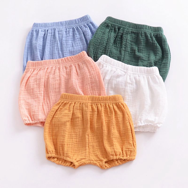 Quần Short Cotton Ống Rộng Màu Trơn Cho Bé