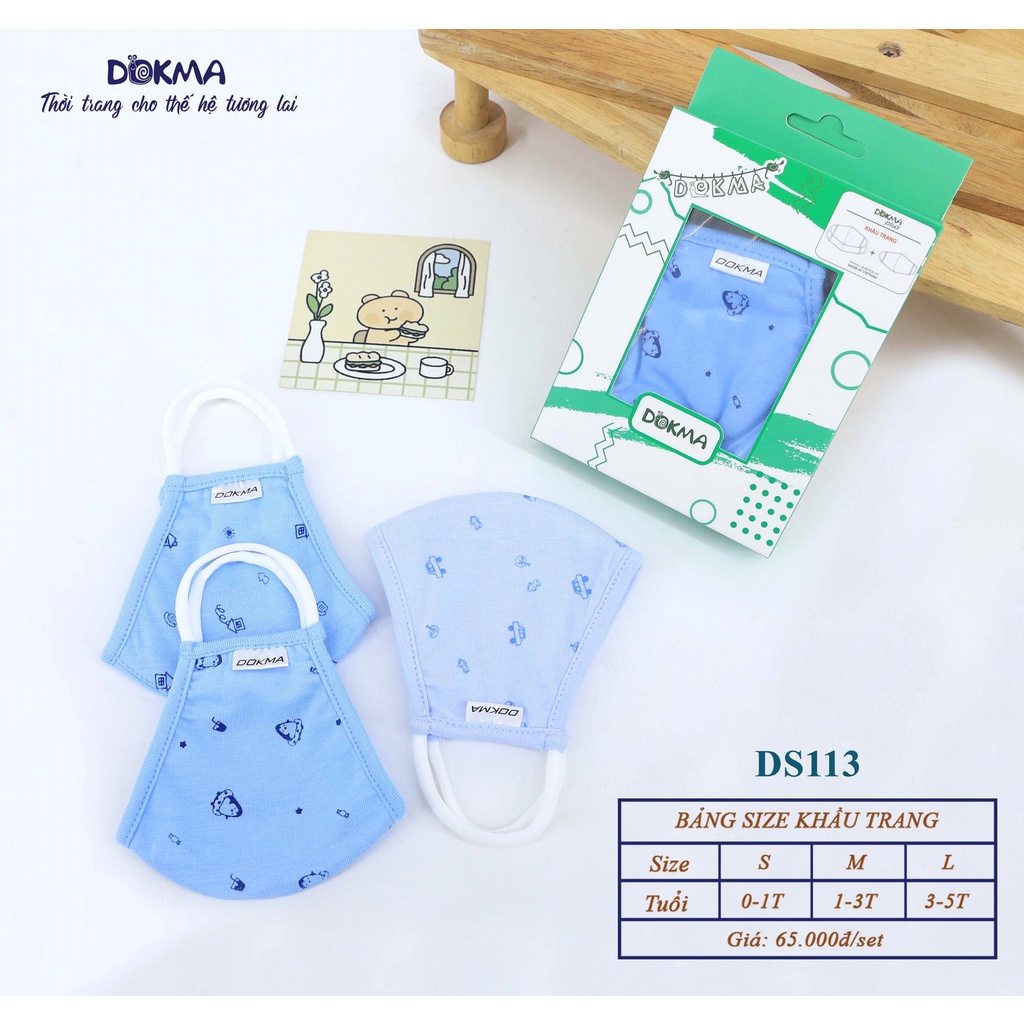 Khẩu trang vải kháng khuẩn cho bé Dokma   / 3 chiếc