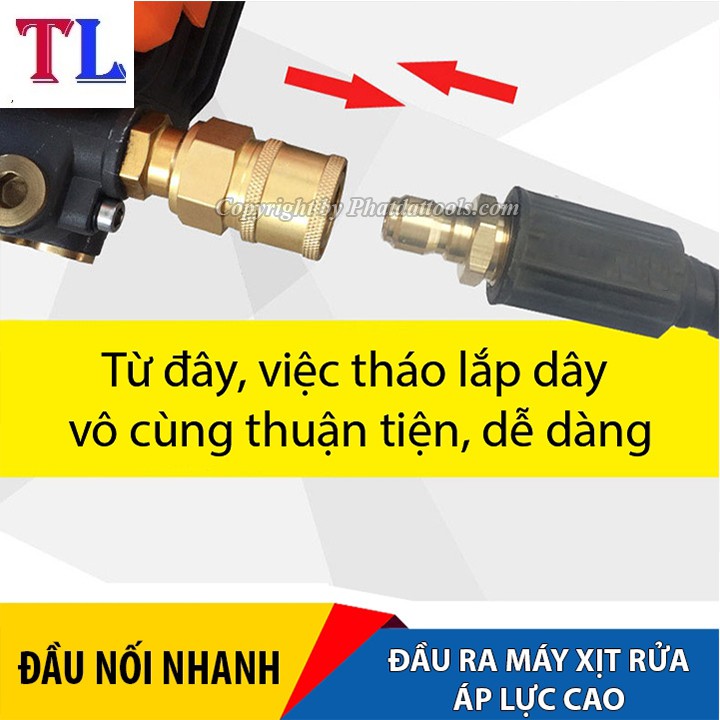 Bộ khớp nối nhanh đầu ra cho máy rửa xe áp lực cao, máy xịt rửa cao áp, máy rửa xe gia đình (chống xoắn dây 22mm)