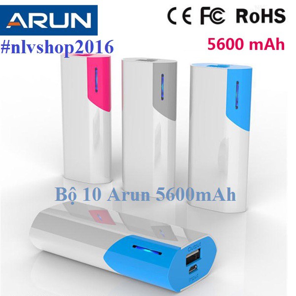 🎁Mẫu Mới🎁 Combo 10 Pin Sạc Dự Phòng ARUN 5600 mAh chính hãng (kèm cáp sạc)