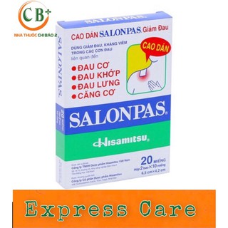 Cao dán Salonpas giảm đau hộp lớn 20 miếng.
