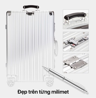 (MẪU MỚI 2024) VALI FULL NHÔM TAY DA SIÊU ĐẲNG CẤP (SIZE 24)
