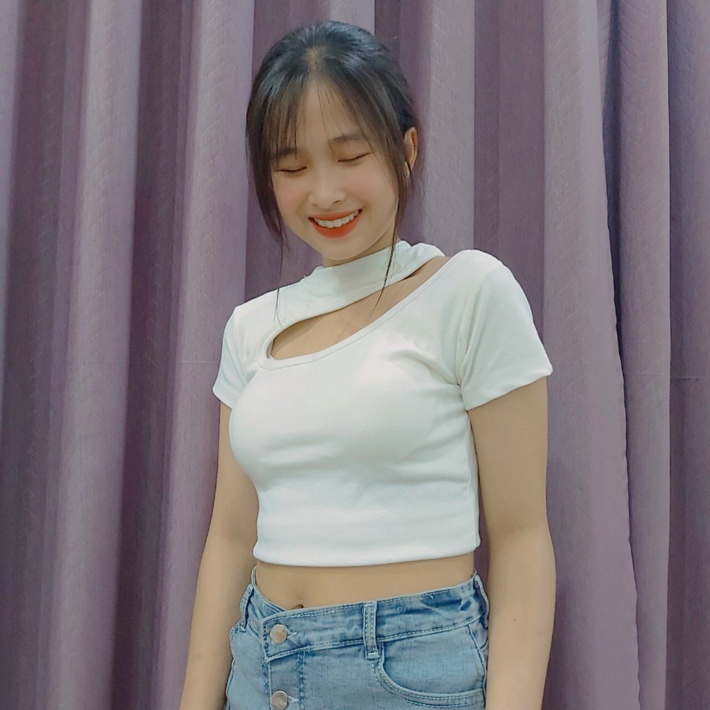 Áo Croptop -  Áo thun croptop nữ body cổ tim cao cấp chất cotton mát mịn sang chảnh CRT002