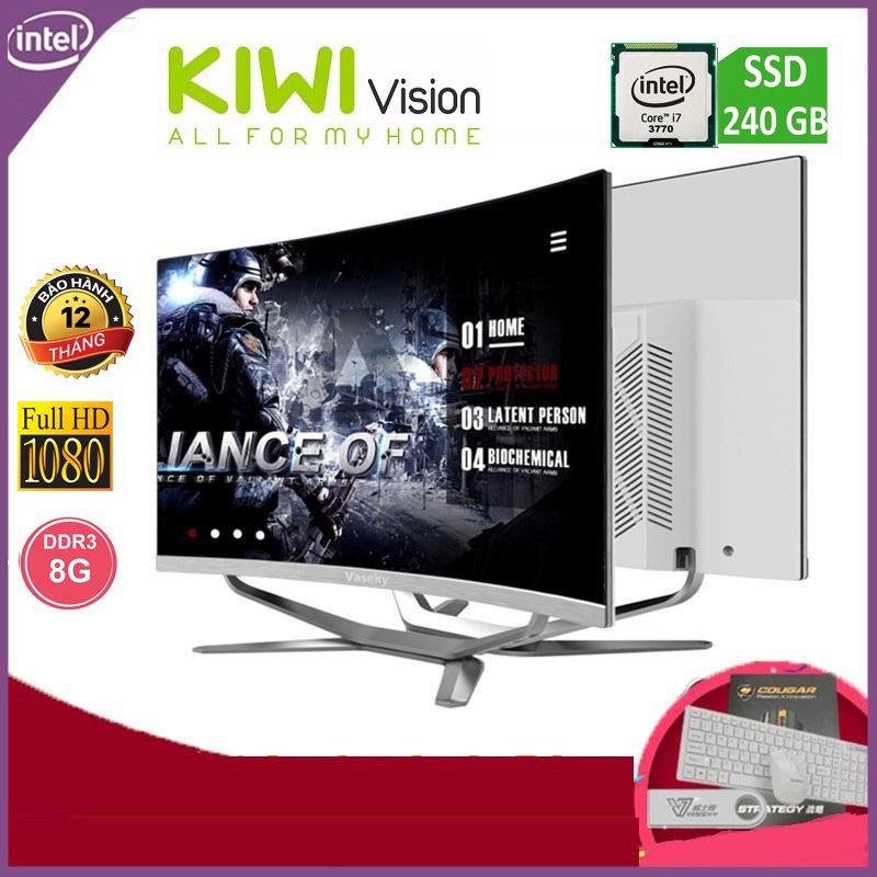 Bộ máy tính để bàn All in One Màn hình cong 24" full view, CPU Core™ i7-3770, Ram 8GB, SSD 240GB Tặng bộ phím chuột