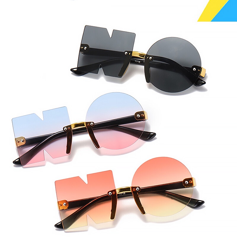 Ptq Kính Râm Không Viền Màu Sắc Gradient Cá Tính Dự Tiệc Cho Bé