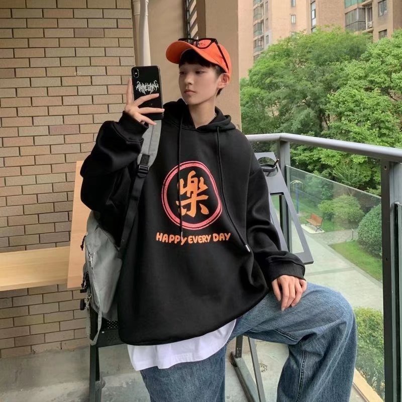 Áo hoodie tay dài dáng rộng in họa tiết thời trang mùa đông phong cách Hàn Quốc cho nam size m-5xl