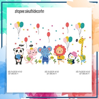 Tranh dán tường cho bé phòng ngủ st decor sk9321 thú bóng bay