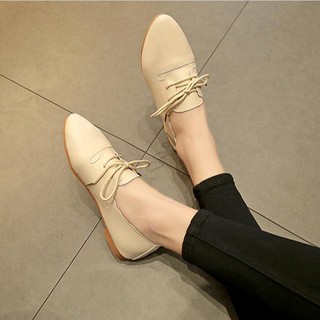 Giày Oxford mũi nhọn, da mềm đế thấp