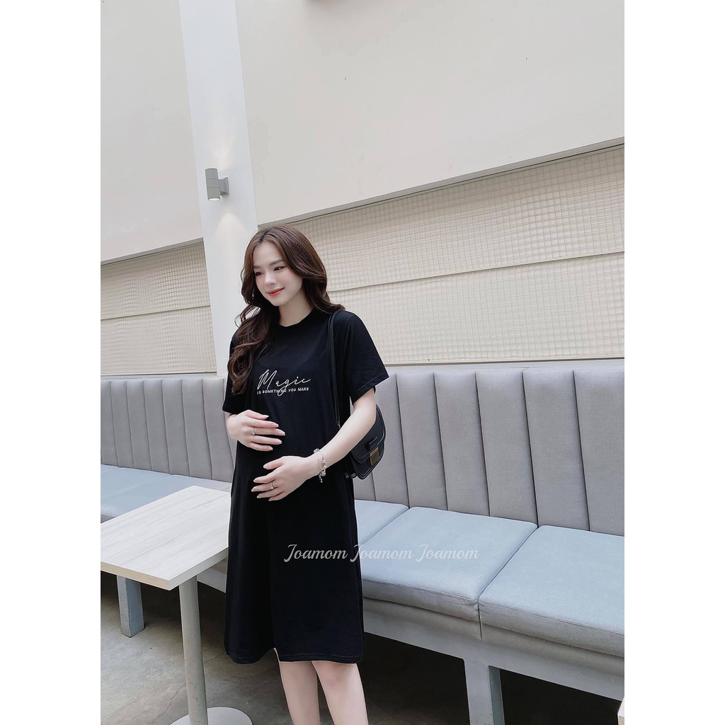 Váy đầm bầu Font phom thoải mái Cotton thấm hút mồ hôi có mở ti