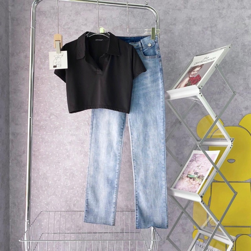Quần Bò Jeans Ống Suông Túi Nắp Chất Denmin jeans L1 Ảnh Thật