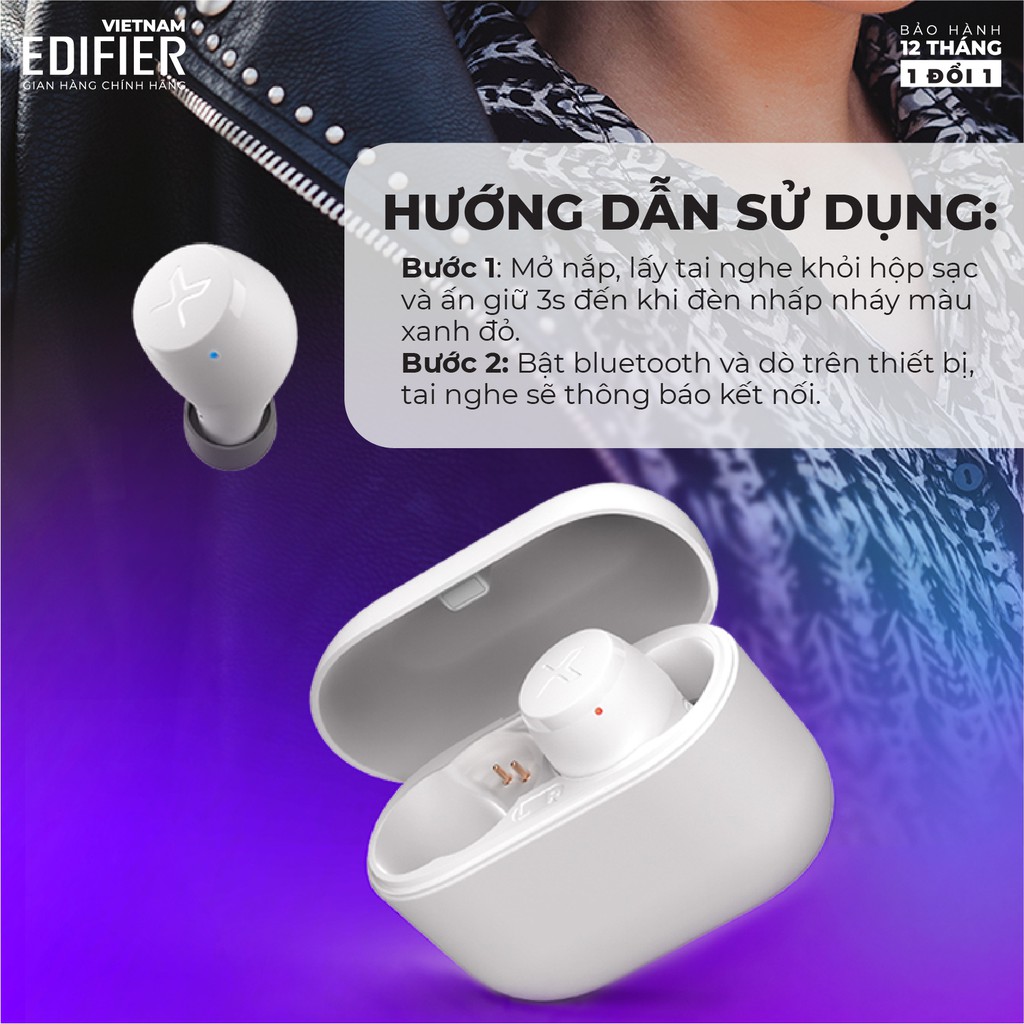 Tai nghe Bluetooth 5.0 EDIFIER X3 To-U Âm thanh Stereo - Chống nước IPX5 - Hàng chính hãng - Bảo hành 12 tháng 1 đổi 1