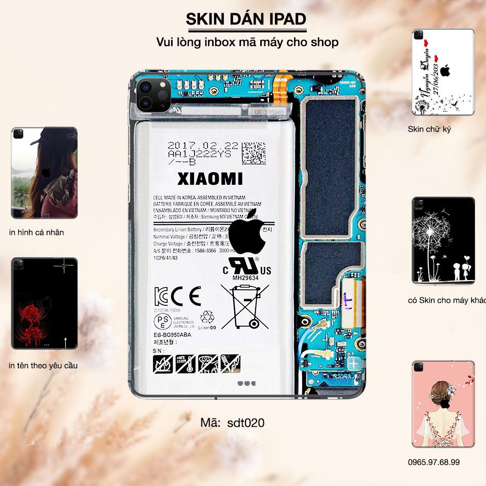Skin dán iPad in hình xiaomi trong suốt - tsdt021 (inbox mã máy cho Shop)