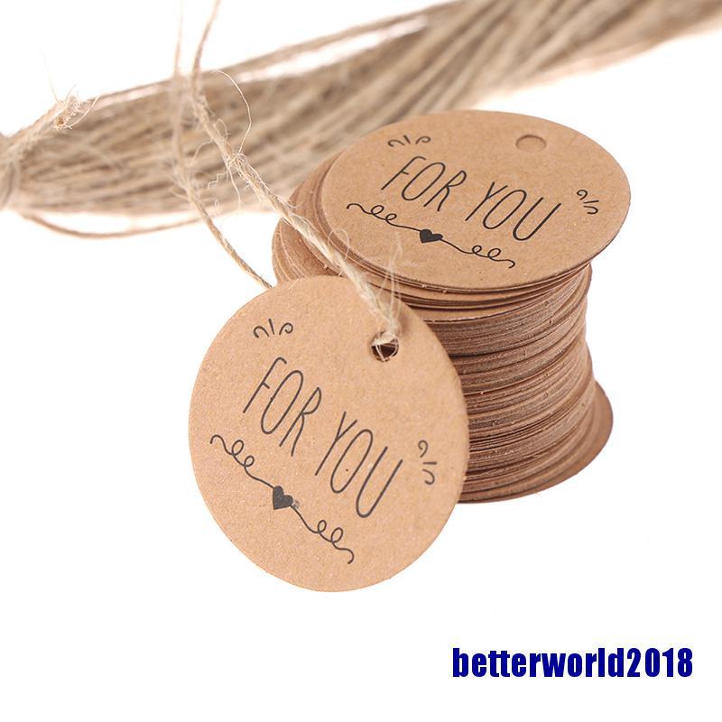 Set 100 Thẻ Giấy Kraft In Chữ Betterworld 2018 Trang Trí Quà Tặng