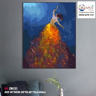 [sẵn có] Tranh sơn dầu số hoá tự vẽ - Tranh cô gái mua bale