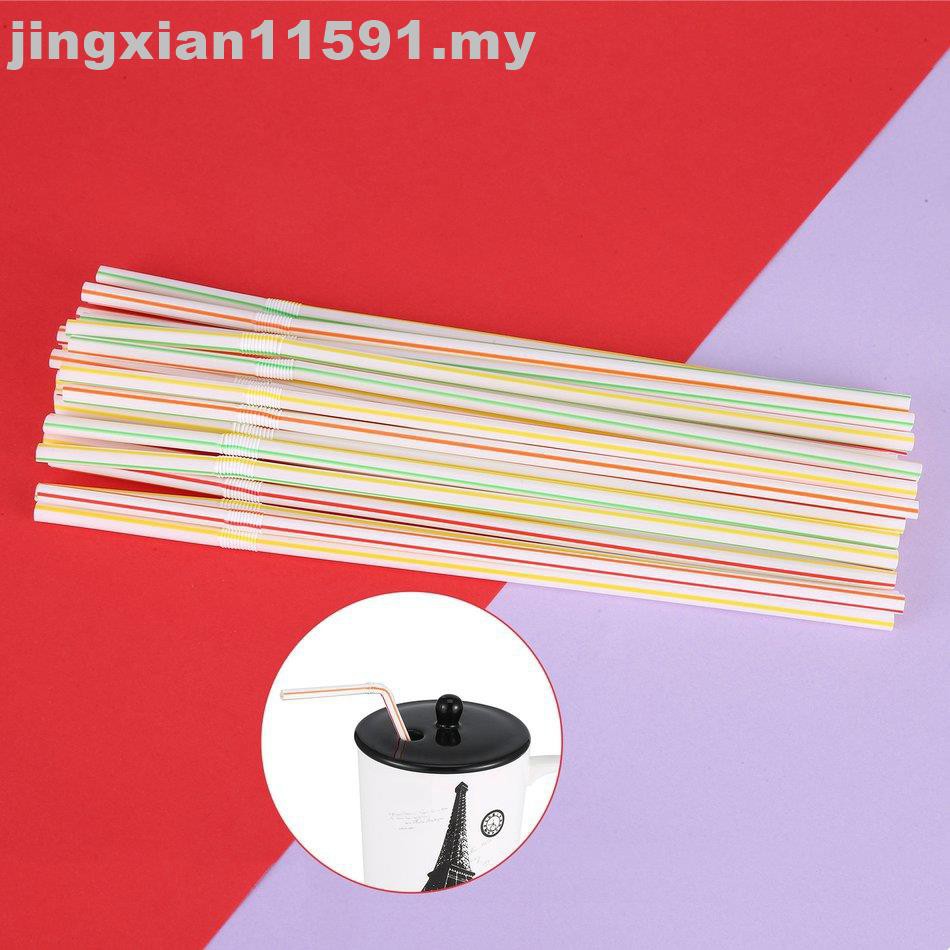 Set 100 Ống Hút Nhựa Màu Trắng Linh Hoạt Sử Dụng Một Lần