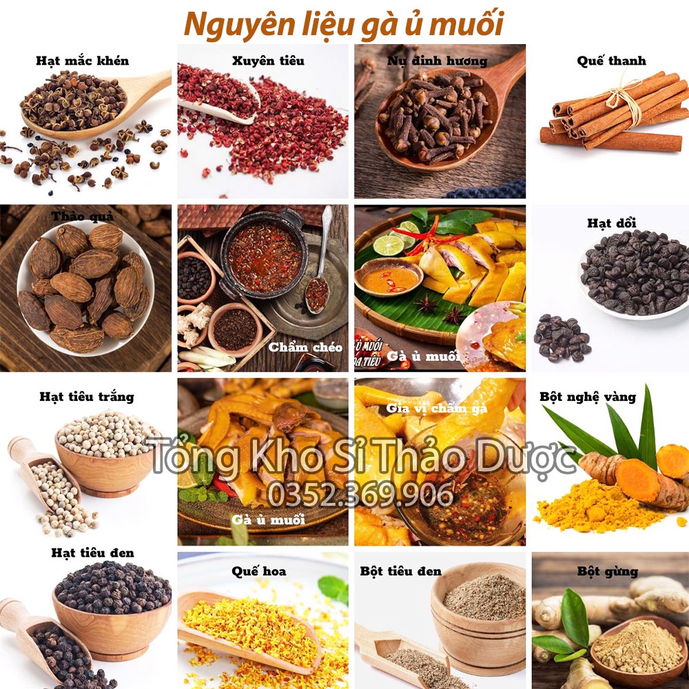 Nguyên liệu gà ủ muối hoa tiêu (Gia vị gà ủ muối xuyên tiêu, set dùng cho con gà 1-2kg)
