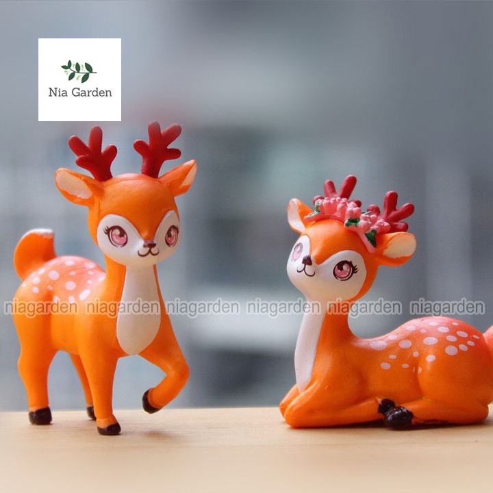 Mô hình nai hươu Bambi trang trí tiểu cảnh mini vườn terrarium chậu cây để bàn Nia Garden N5