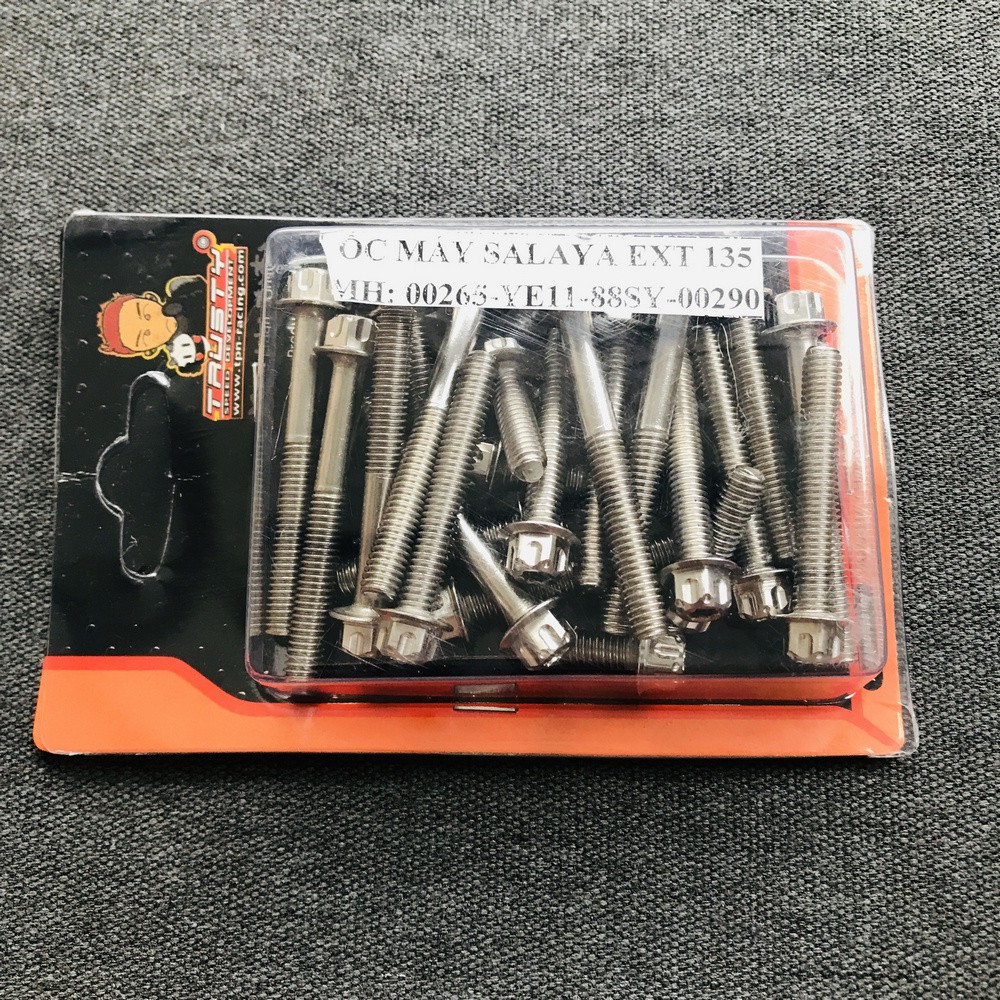 [TRANG TRÍ] Bộ ốc lốc máy INOX kiểu SALAYA gắn xe EXCITER 135 đời từ 2011 đến 2014
