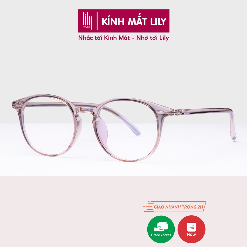 Gọng kính cận nhựa dẻo Lilyeyewear thiết kế mắt tròn, phụ kiện nam nữ nhiều màu sắc - 215