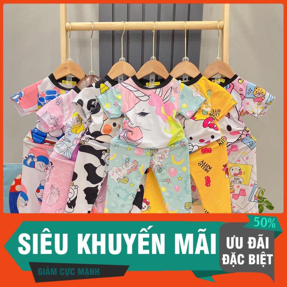 Bộ thun lạnh in hoạt hình 3D cao cấp cho bé gái mẫu mới 2022 ( Freeship ) (freeship)