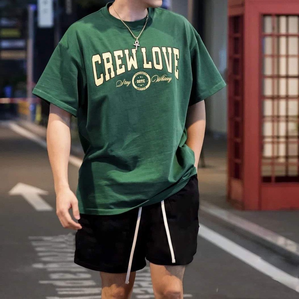 [bigsize] Bộ áo thun cotton siêu chất bigsize nam 70-140kg - Bộ Crewlove xanh