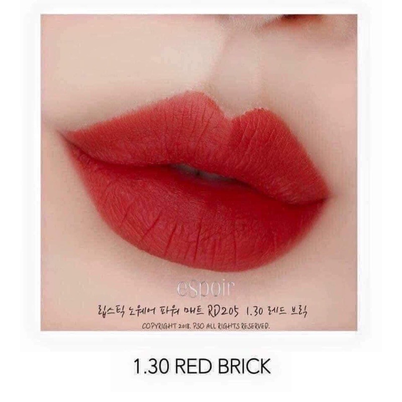 Son Espoir RD205 1.30 Red Brick mang tôn đỏ đất thuộc dòng Nowear Power Matte vừa ra mắt
