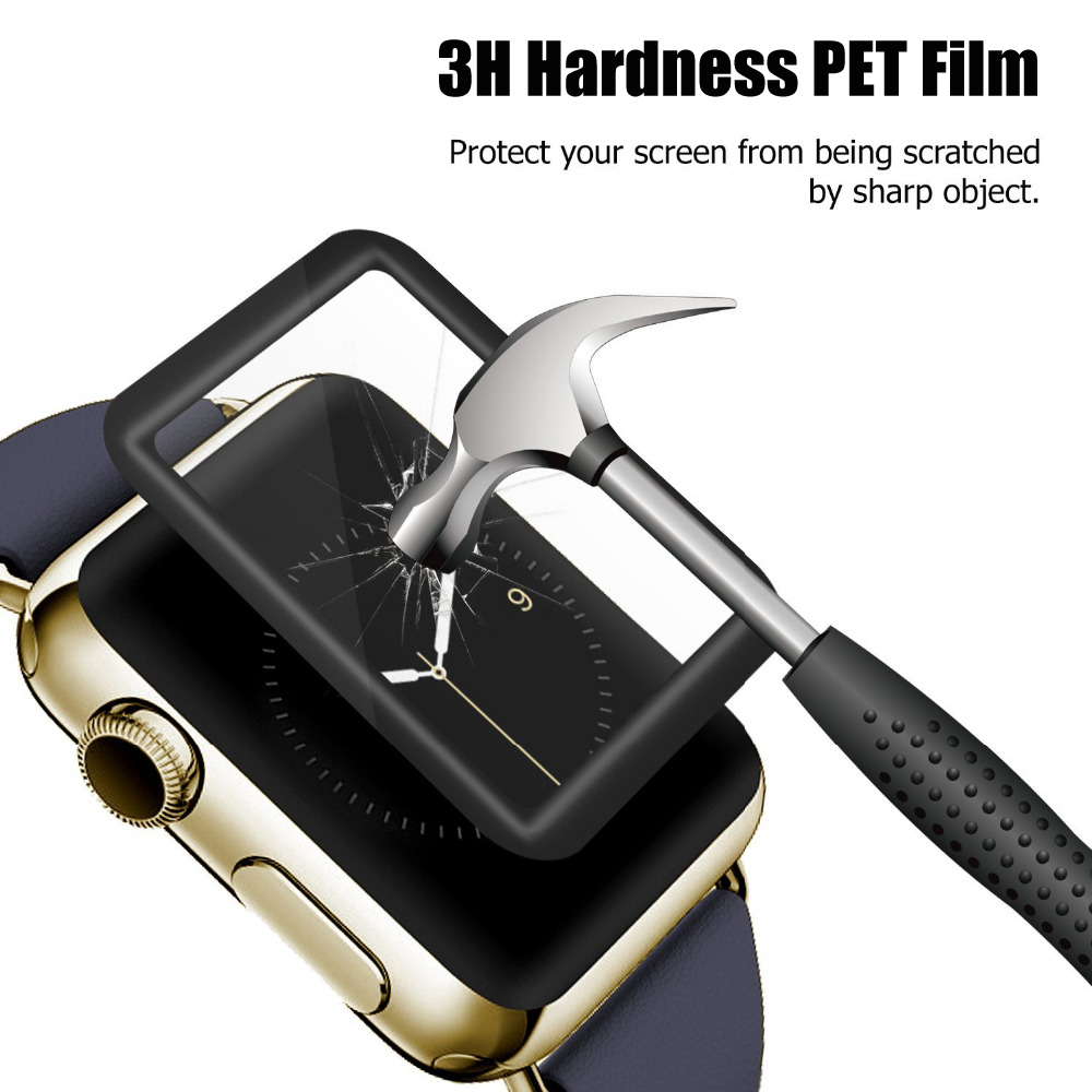 📞TOP💻 Black Anti-scratch 3D Curved Full Cover HD for iWatch Apple Watch 4 3 2 1