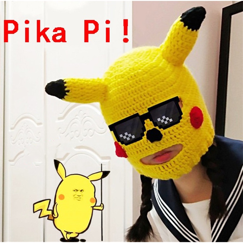 (Hàng sẵn sàng) Mặt Nạ Hình Đầu Pikachu Dễ Thương Vui Nhộn Bằng Cho Halloween Giáng sinh Quà tặng sáng tạo quà tặng ngày lễ Mặt nạ len Mặt Nạ Hóa Trang