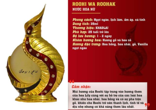 [35 ml SIÊU RẺ ]Tinh dầu nước hoa dubai nội địa ROOHI WA ROOHAK