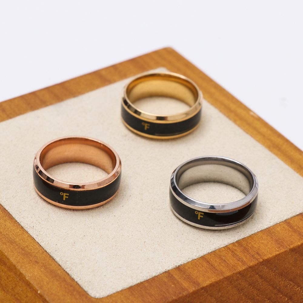 Nhẫn Đo Nhiệt Độ Điện Tử Thông Minh Bằng Thép Không Gỉ Nhiều Màu Sáng Tạo Cho Nam Và Nữ