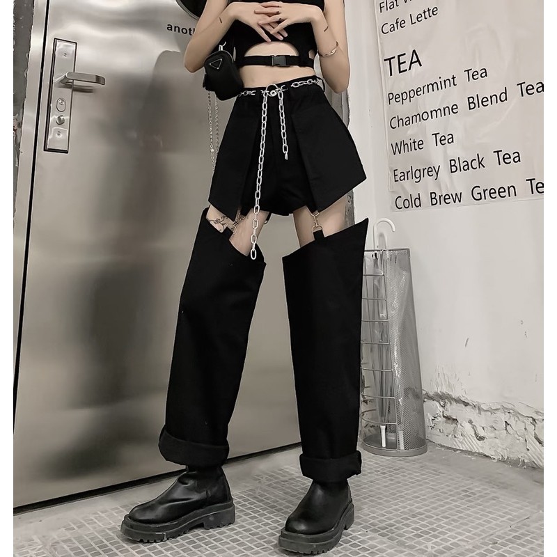 Quần jogger ống nối tặng kèm dây chain