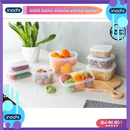 Bộ 3 hộp nhựa đựng thực phẩm Hokkaido Nhật - Chữ Nhật đựng đồ ăn, thức ăn trong ngăn đá tủ lạnh, bảo quản thực phẩm tươi