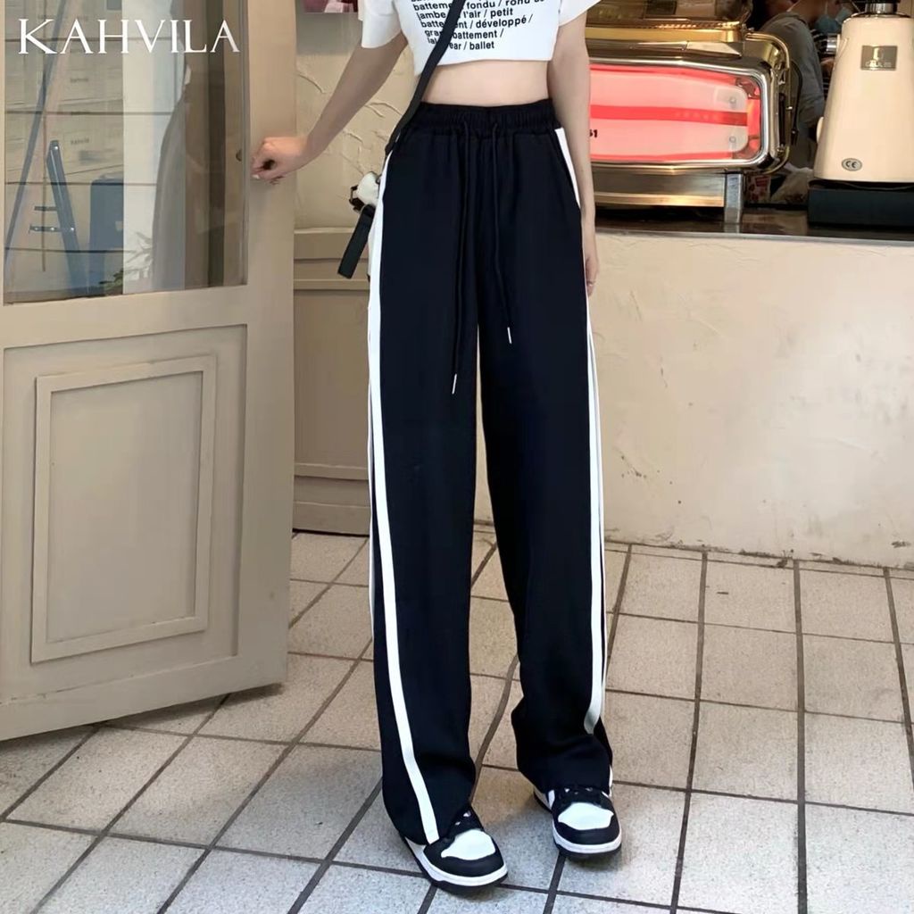 Quần Thể Thao Mỏng Lưng Cao Ống Rộng Dáng Suông Dễ Thương