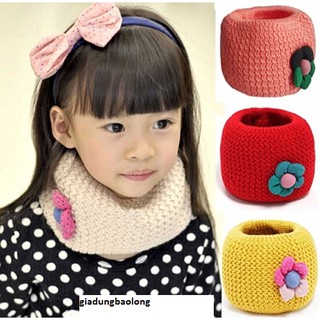 khăn len ống cổ hoa bé gái