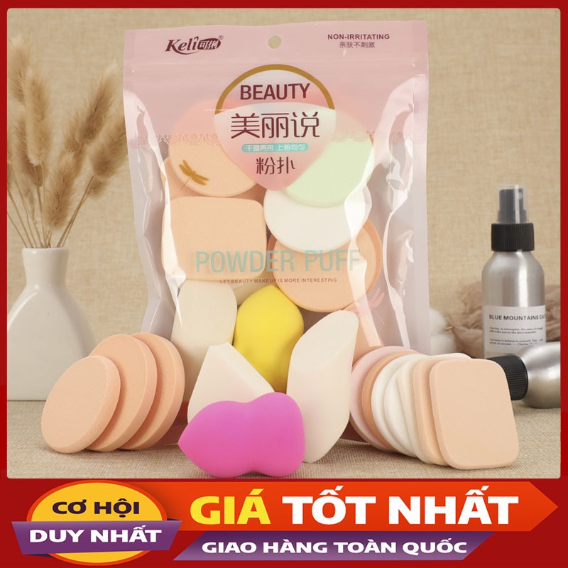 Sét 13 Bông Mút Trang Điểm, Dặm Phấn Chính Hãng Keli- Hàng Chuẩn-Violet_Store