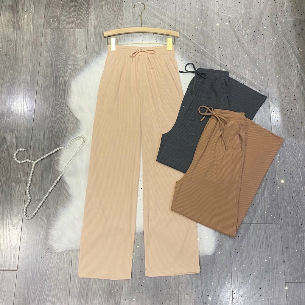 Quần nữ ống rộng cạp chun, quần dài thun gân ống suông lưng thun phong cách ulzzang SIB085