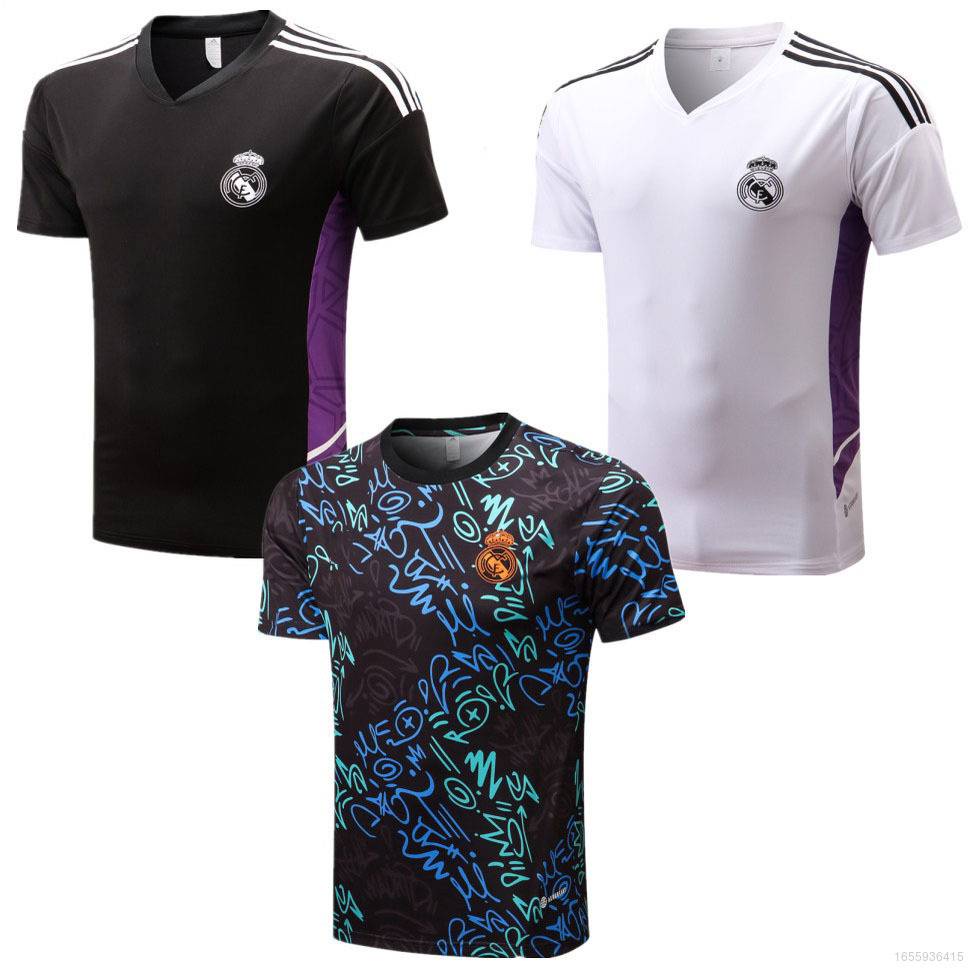 Áo Thun Ngắn Tay Họa Tiết Real Madrid HQ1 2022-2023 Cho Luyện Tập Thể Thao QH1
