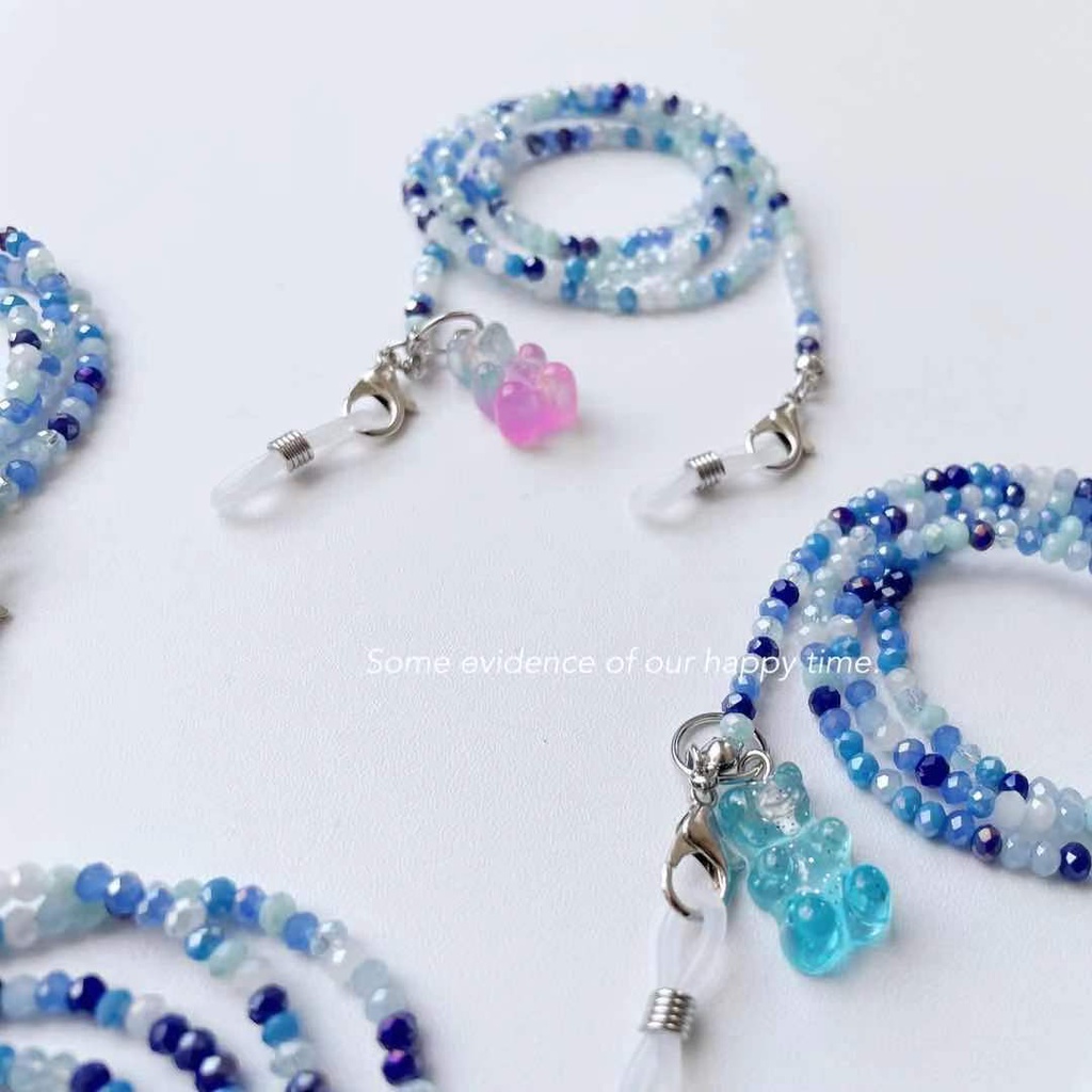 Dây Đeo Mắt Kính Xỏ Hạt Acrylic Hình Gấu Hoạt Hình Sáng Tạo