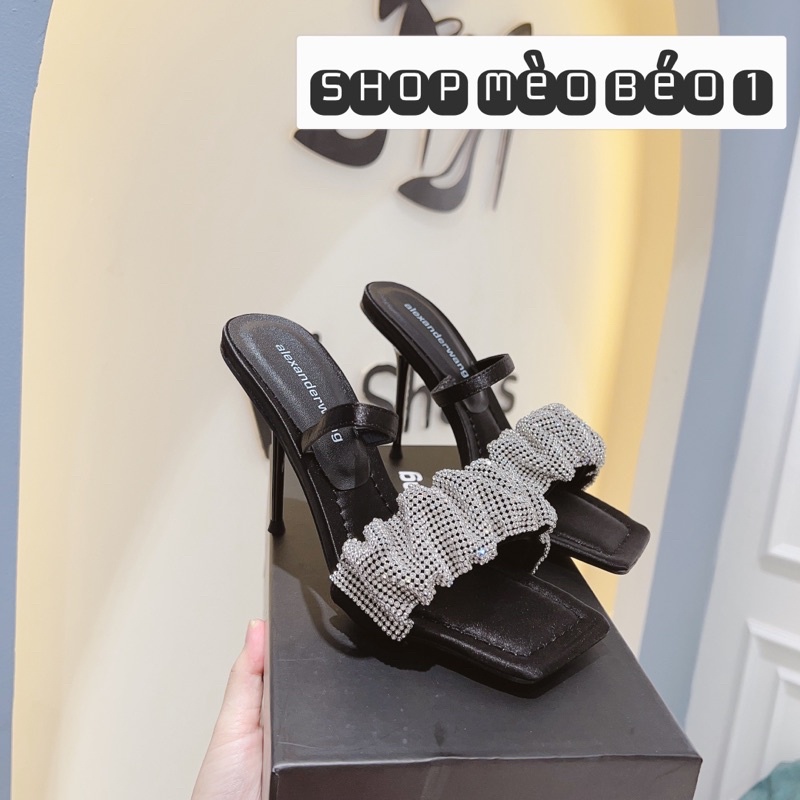 Sandal alex wang quai đá nhún ngang gót nhọn fullbox
