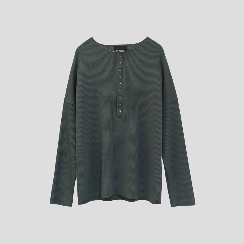 ÁO THUN TAY DÀI UNISEX OVERSIZE 9 NÚT - HYPNOTISM “OLIVE”