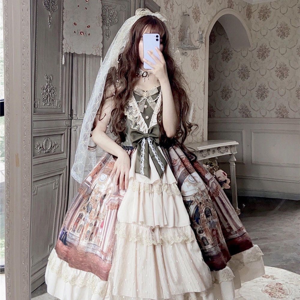 Váy Yếm Lolita Versailles Palace Tinh Tế Lộng Lẫy Cho Đầm Dây Treo