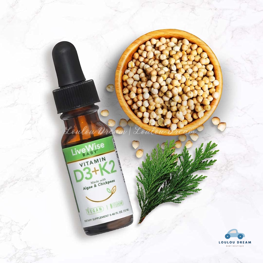 Vitamin D3K2 Livewise Organic - Livewise Baby nội địa Mỹ