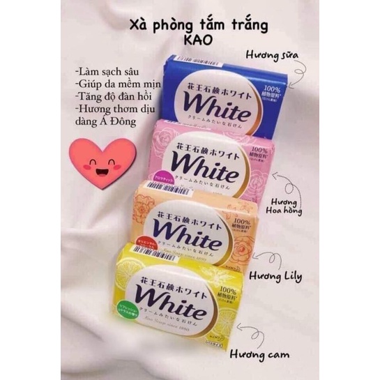 [Cực Thơm] XÀ PHÒNG TẮM KAO WHITE NHẬT BẢN 130gr , Sạch - Sáng - Mịn &amp; Thơm