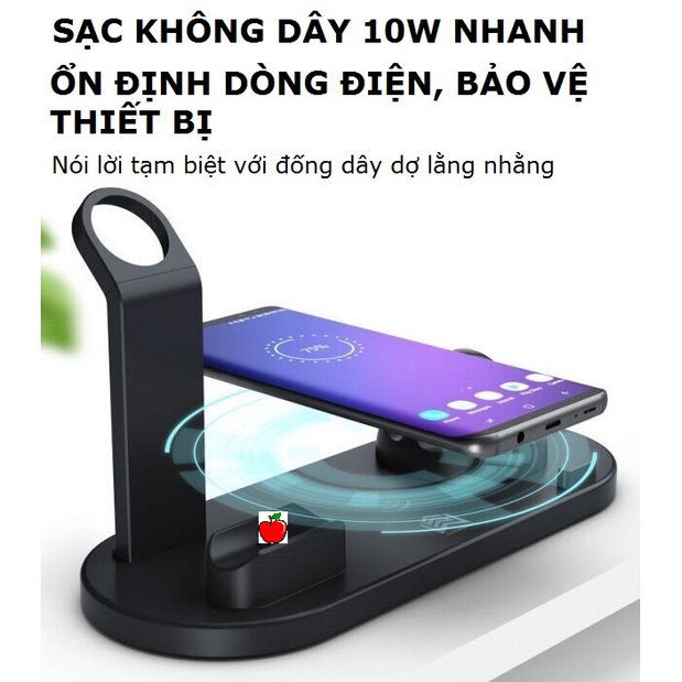 Đế sạc không dây 3 trong 1 sạc nhanh cổng light android type-c điện thoại máy tính bảng - Gutek BXD-07A