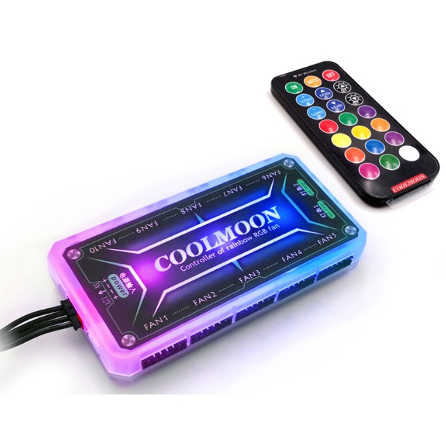 Hub Fan RGB new, bộ gồm Hub+ dây nối nguồn + remote