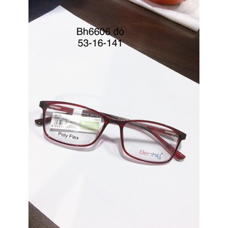 Gọng kính cận nhựa Benhill BH6606 màu đen, màu đỏ dạng bầu Hàn Quốc chính hãng- tặng hộp