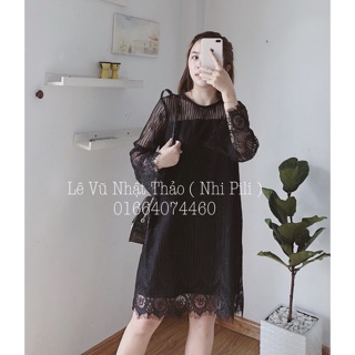 Đầm ren suông đen