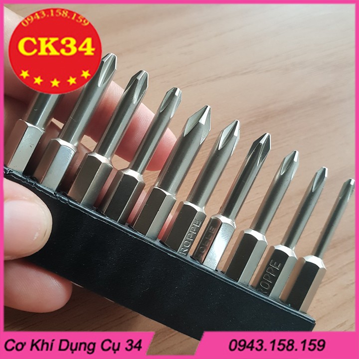 Mũi tô vít 4 cạnh có nam châm. Mũi tô vít 4 cạnh chuôi lục giác dài 50mm cho khoan pin, điện hãng PROPPE cao cấp
