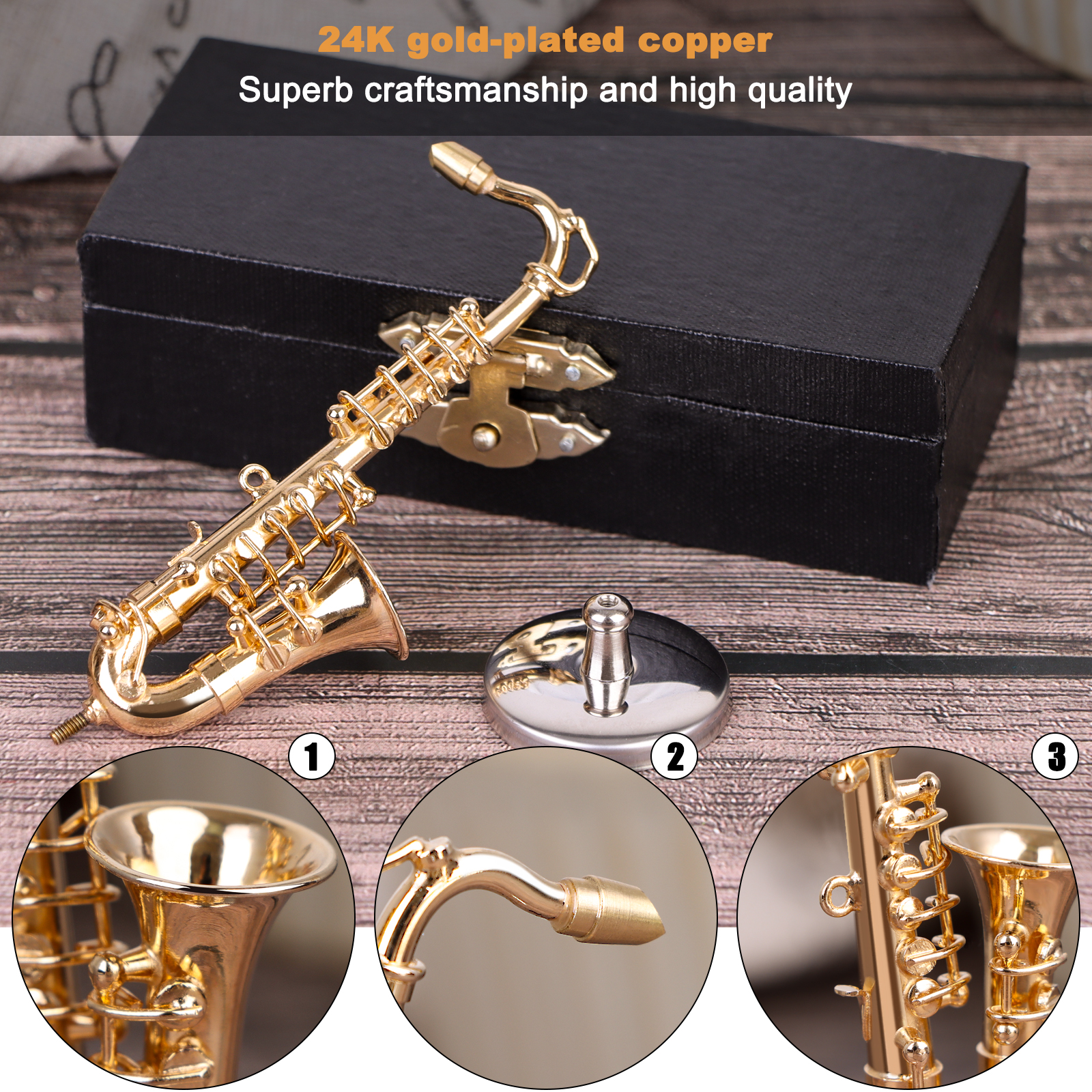 Mô Hình Kèn Saxophone Mini Bằng Đồng Kèm Hộp Đựng